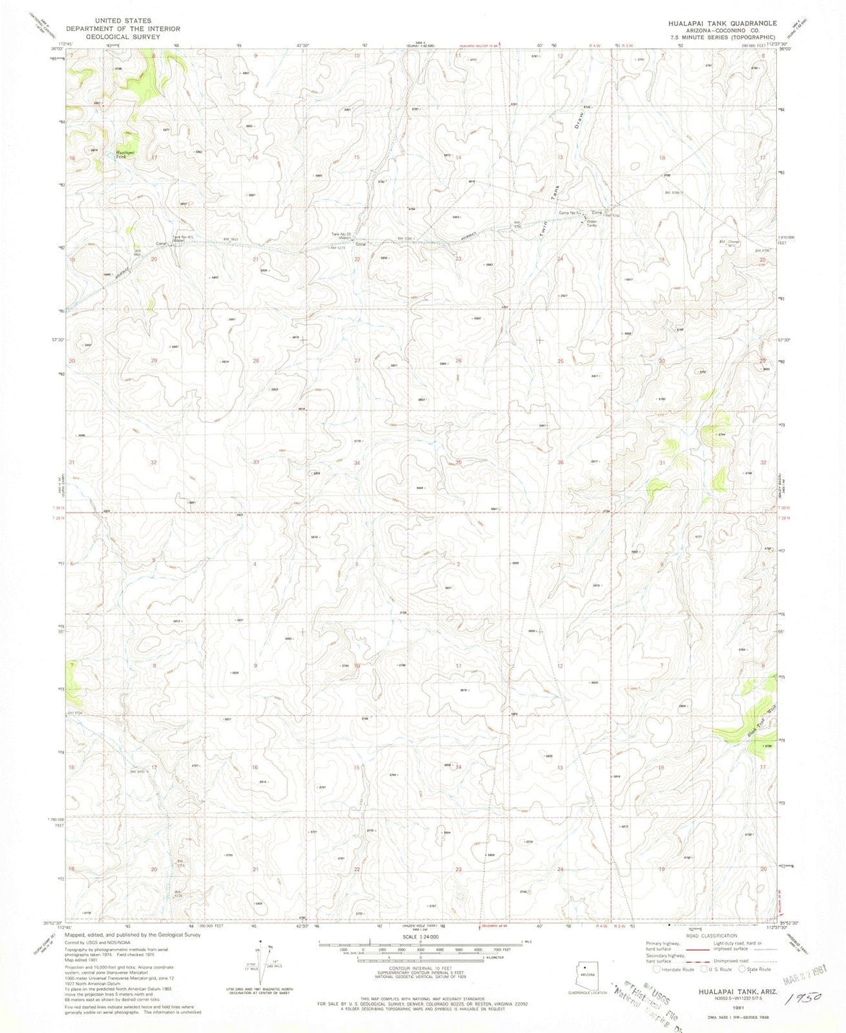1981 Hualapai Tank, AZ - Arizona - USGS Topographic Map