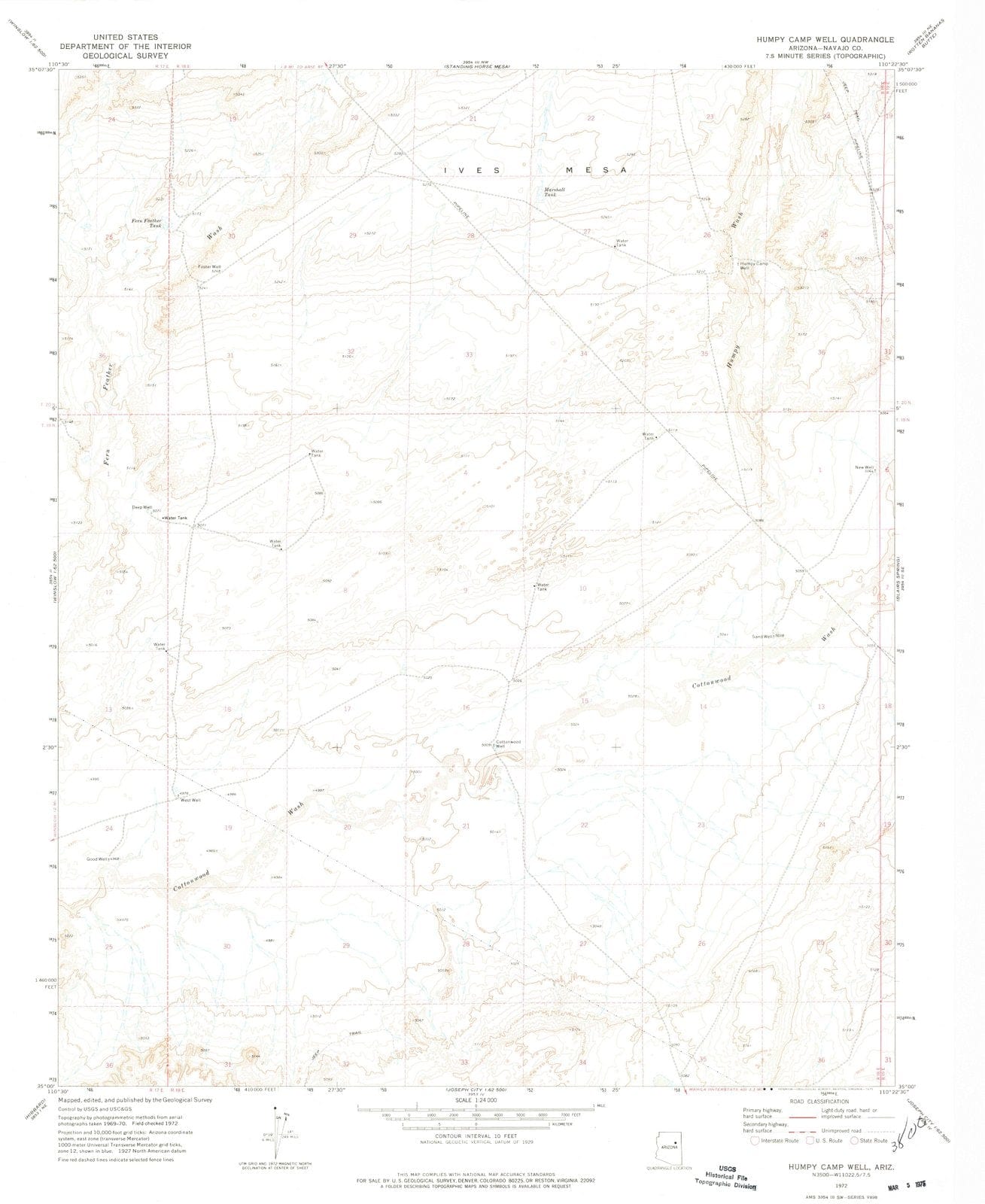 1972 Humpy Camp Well, AZ - Arizona - USGS Topographic Map