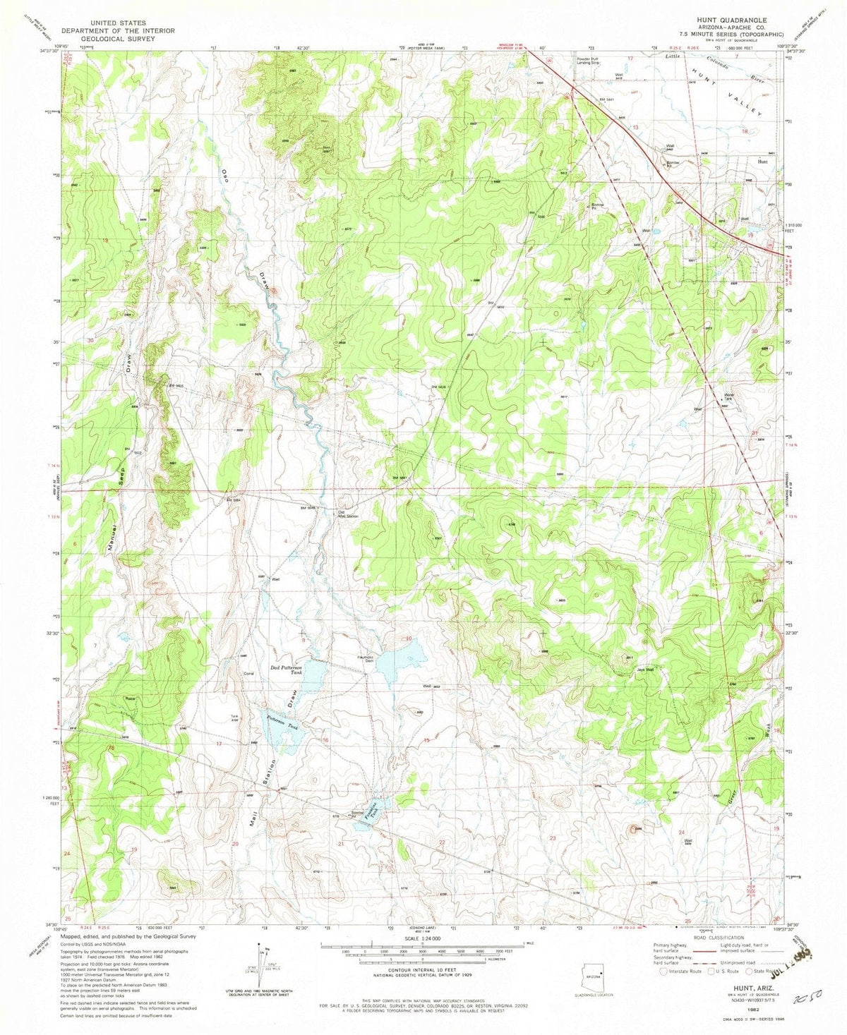 1982 Hunt, AZ - Arizona - USGS Topographic Map