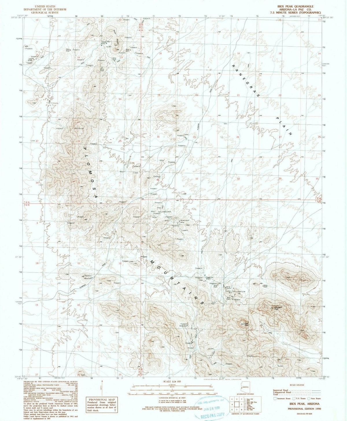 1990 Ibex Peak, AZ - Arizona - USGS Topographic Map