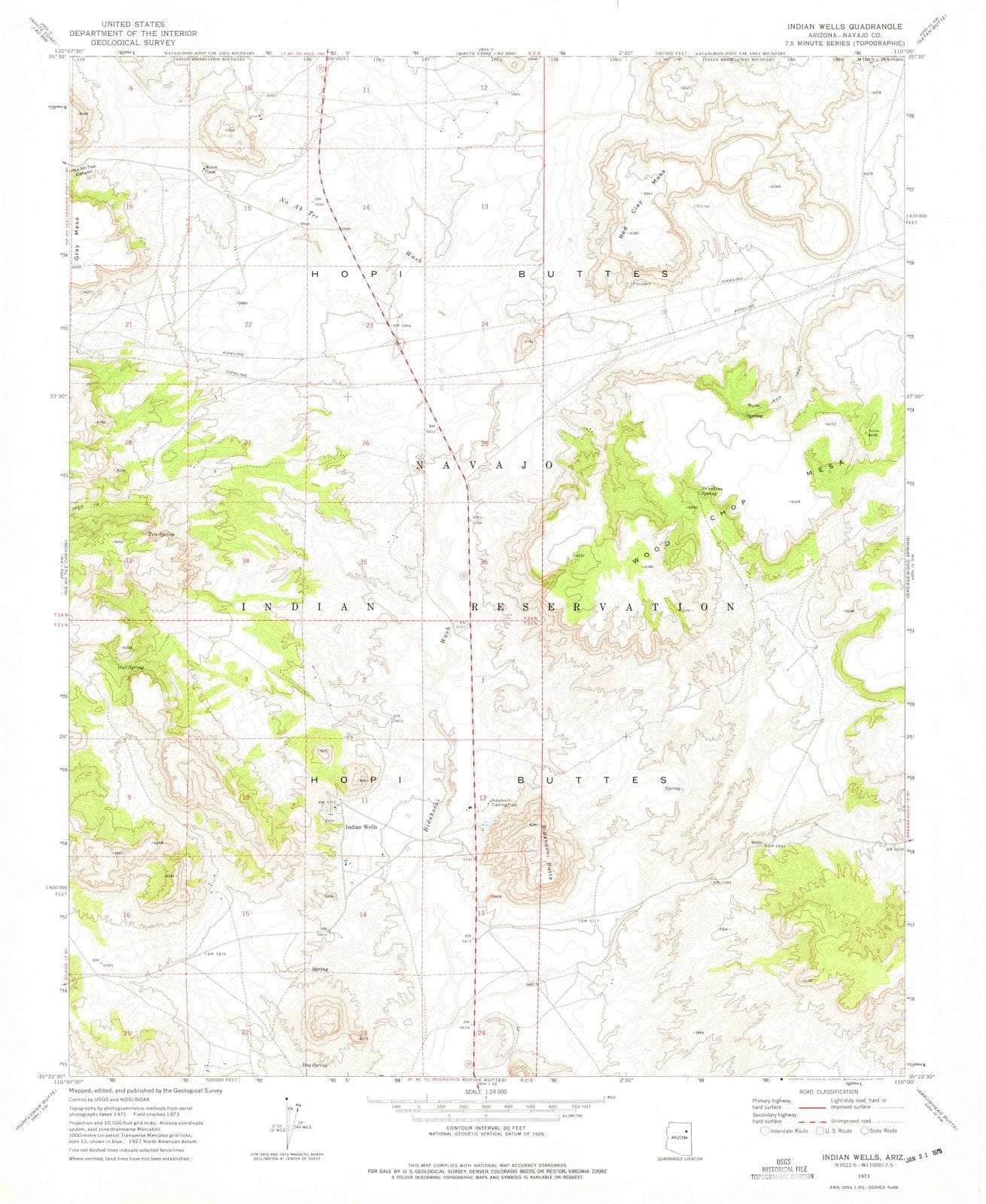 1973 Indian Wells, AZ - Arizona - USGS Topographic Map