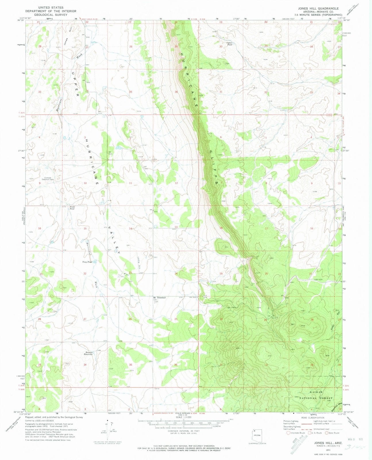 1971 Jones Hill, AZ - Arizona - USGS Topographic Map