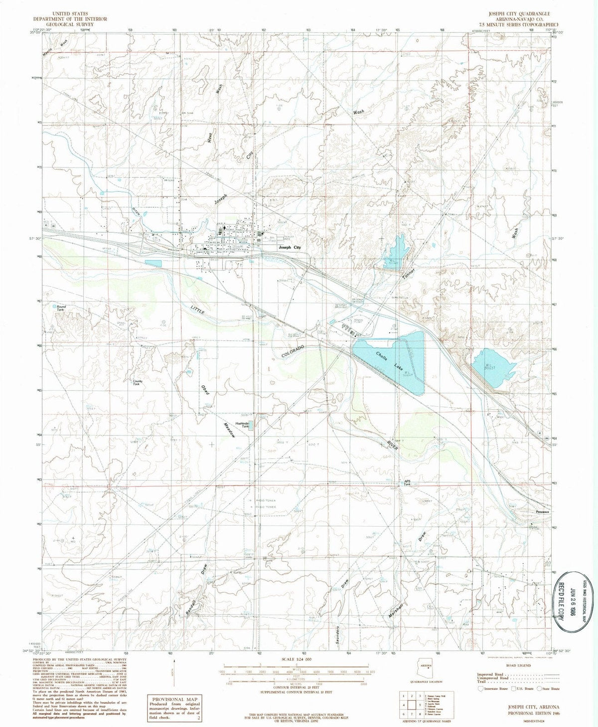 1986 Joseph City, AZ - Arizona - USGS Topographic Map