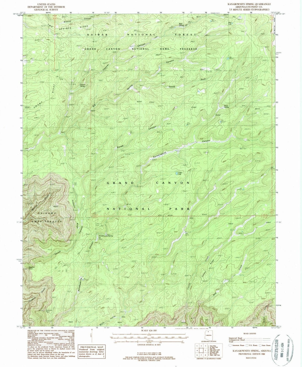 1988 Kanabownits Spring, AZ - Arizona - USGS Topographic Map