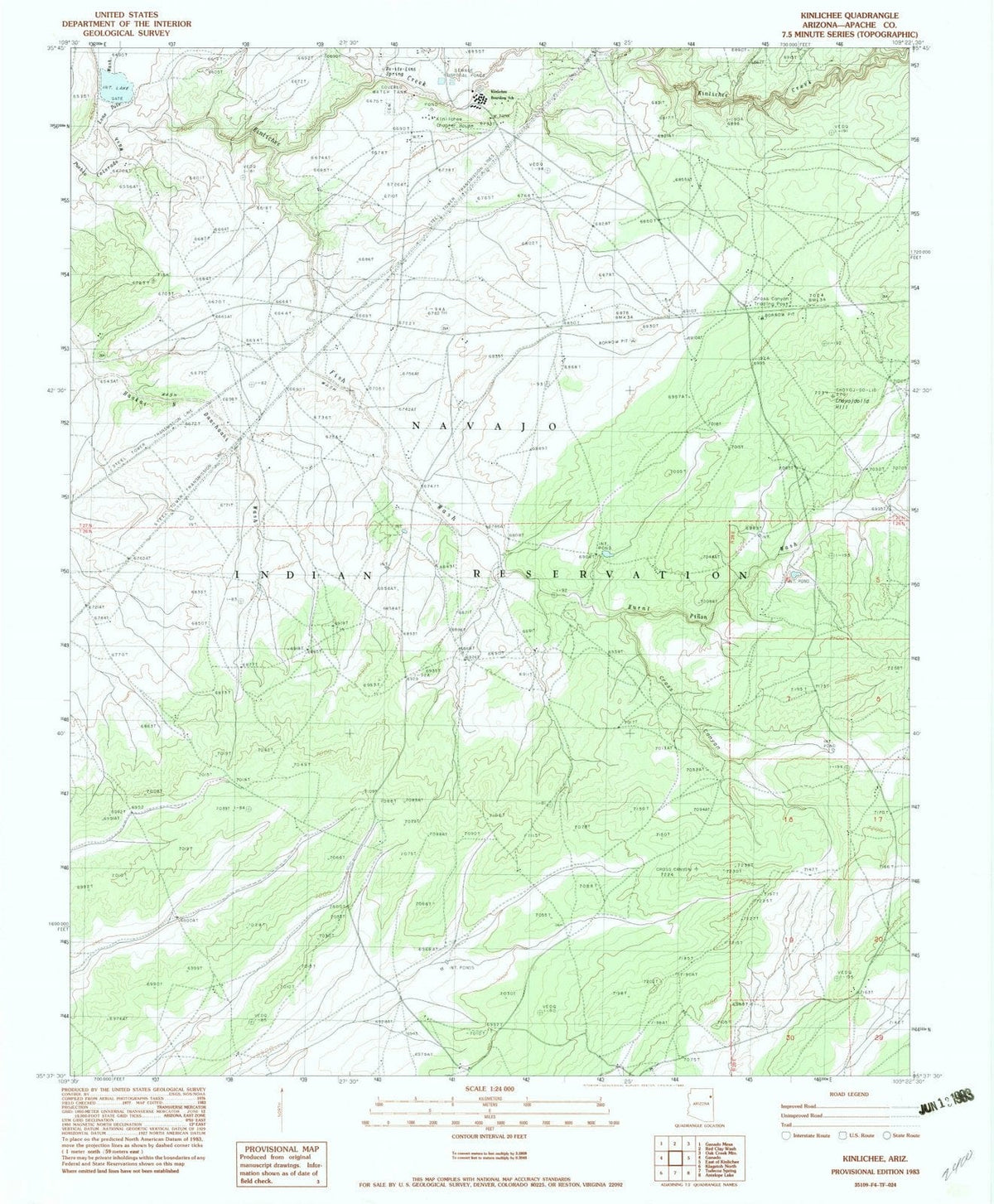1983 Kinlichee, AZ - Arizona - USGS Topographic Map