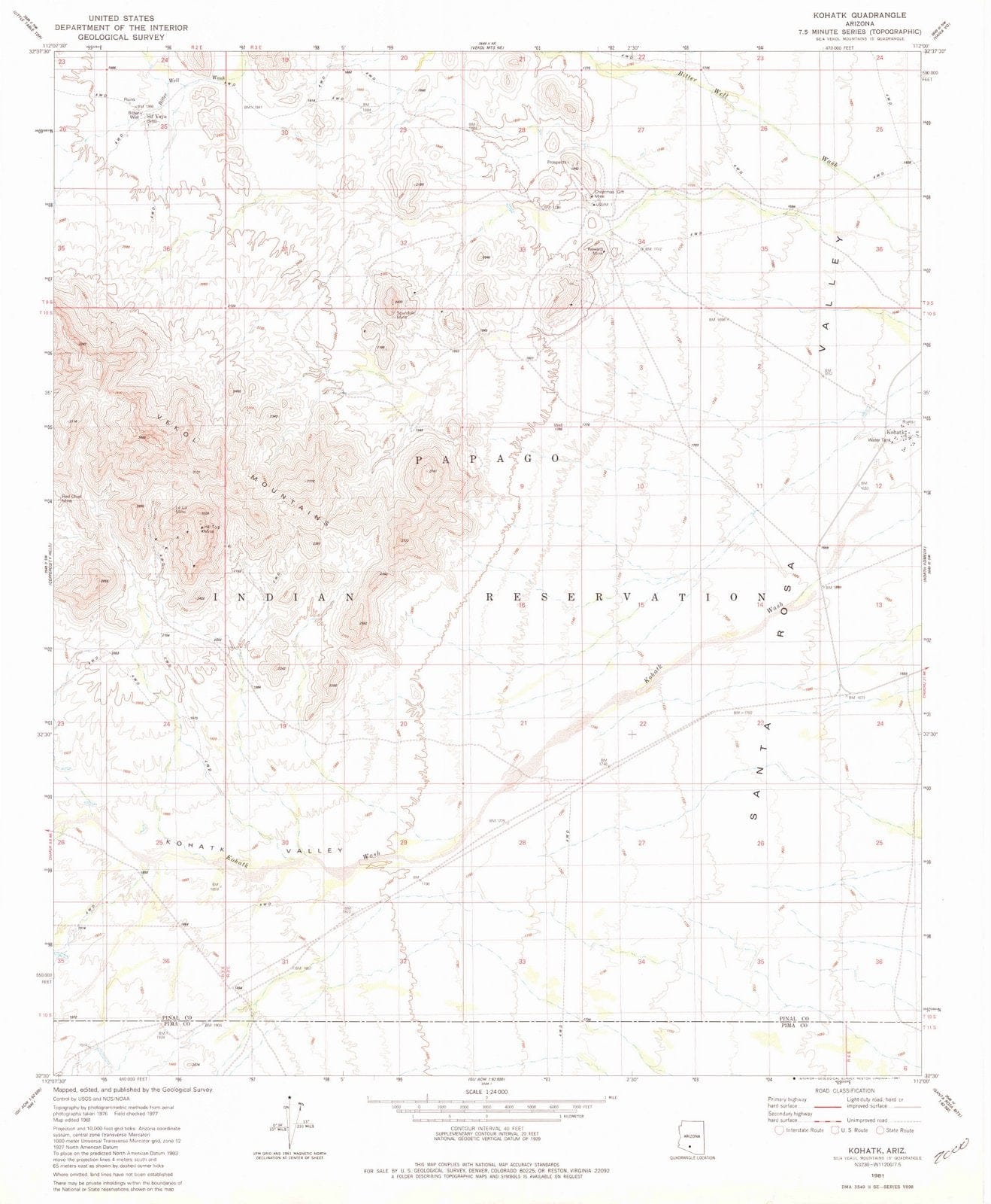 1981 Kohatk, AZ - Arizona - USGS Topographic Map