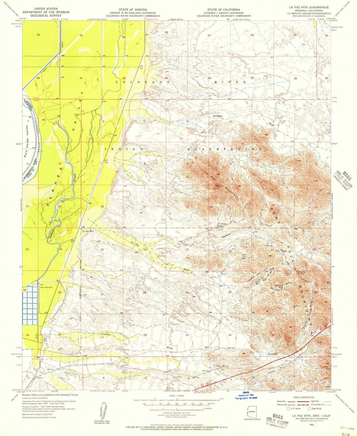 1955 La Paz MTN, AZ - Arizona - USGS Topographic Map