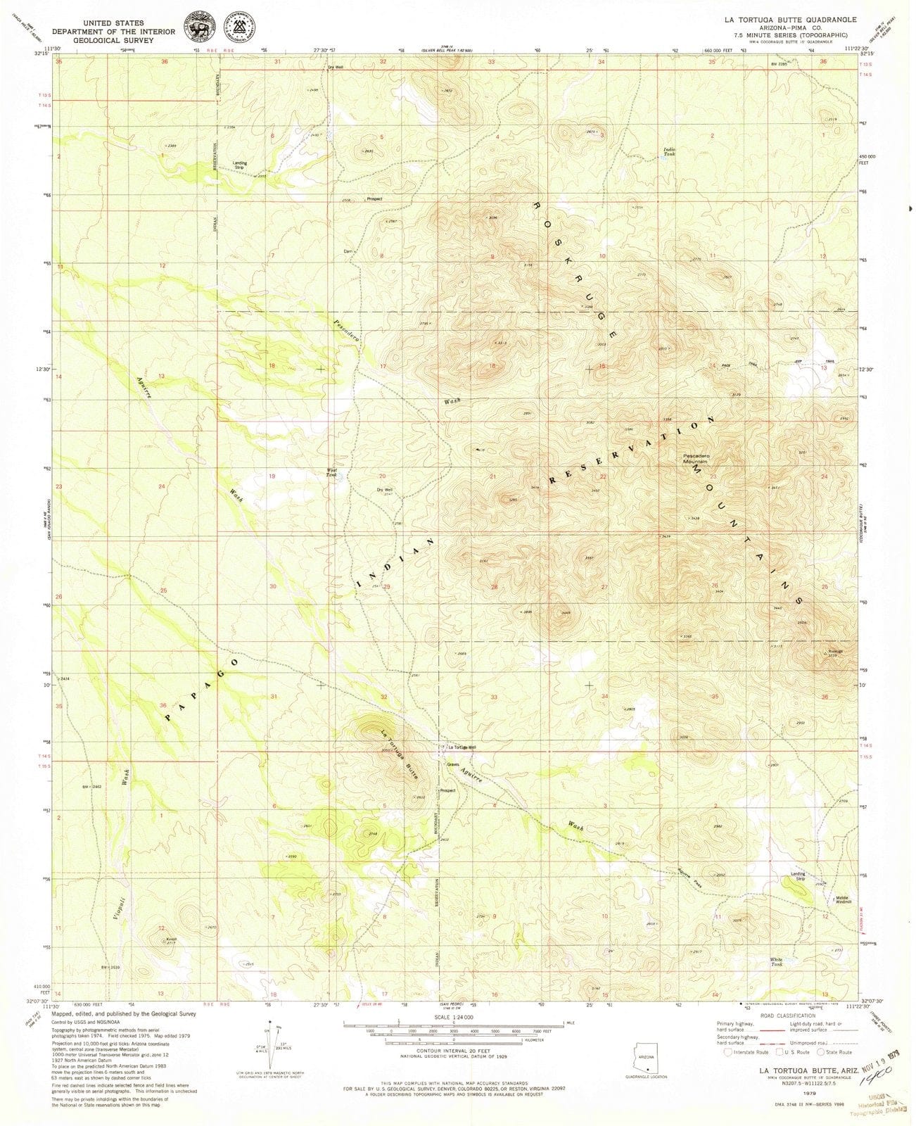 1979 La Tortuga Butte, AZ - Arizona - USGS Topographic Map