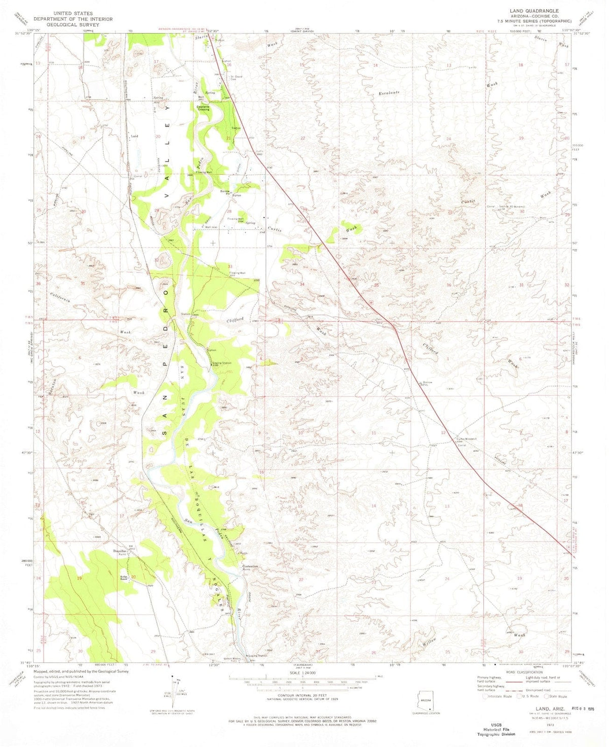 1973 Land, AZ - Arizona - USGS Topographic Map