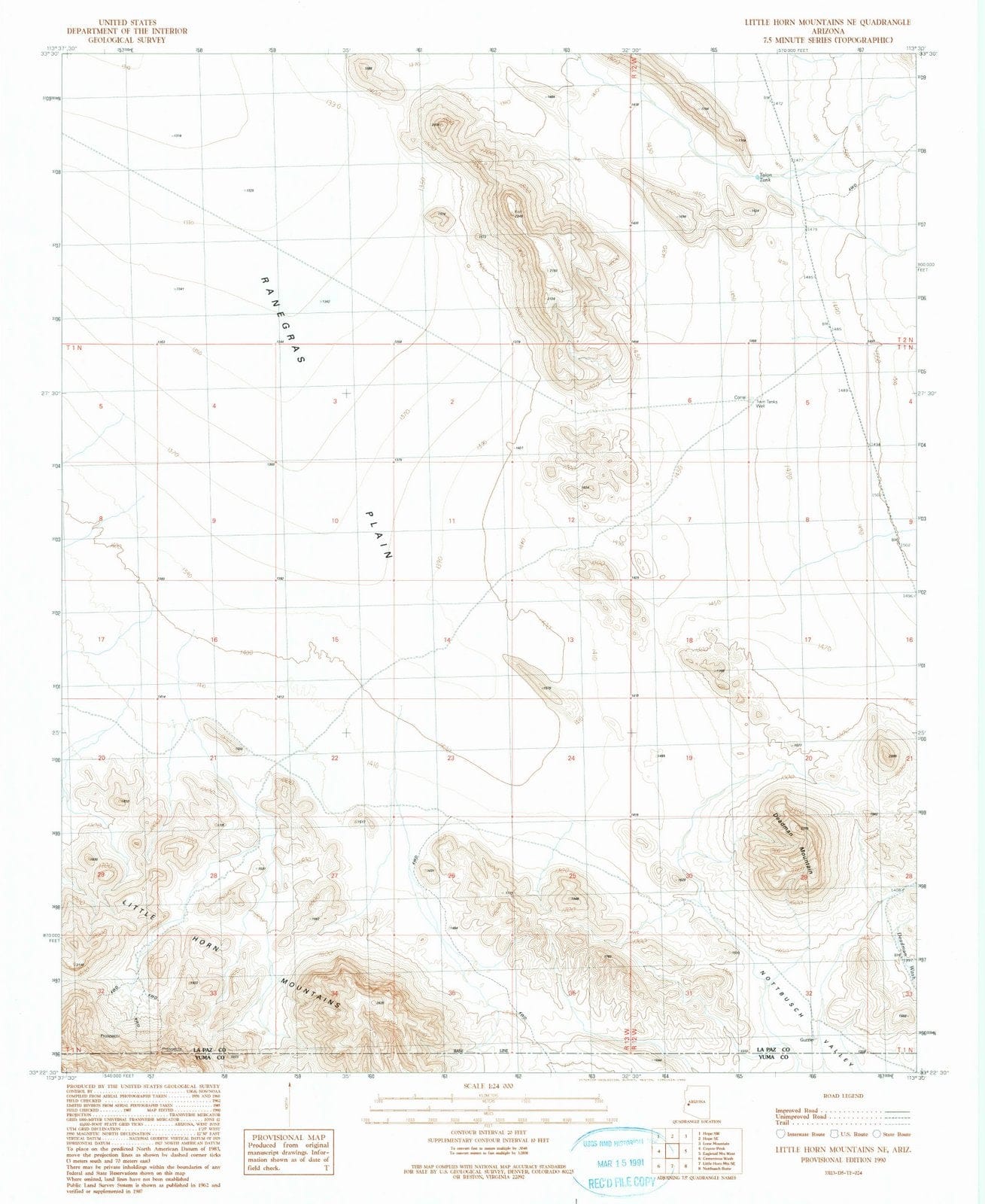 1990 Little Horn Mountains, AZ - Arizona - USGS Topographic Map