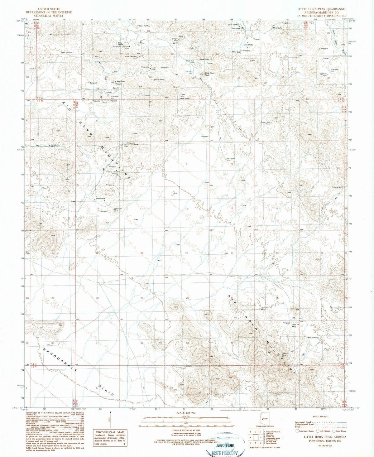 1990 Little Horn Peak, AZ - Arizona - USGS Topographic Map
