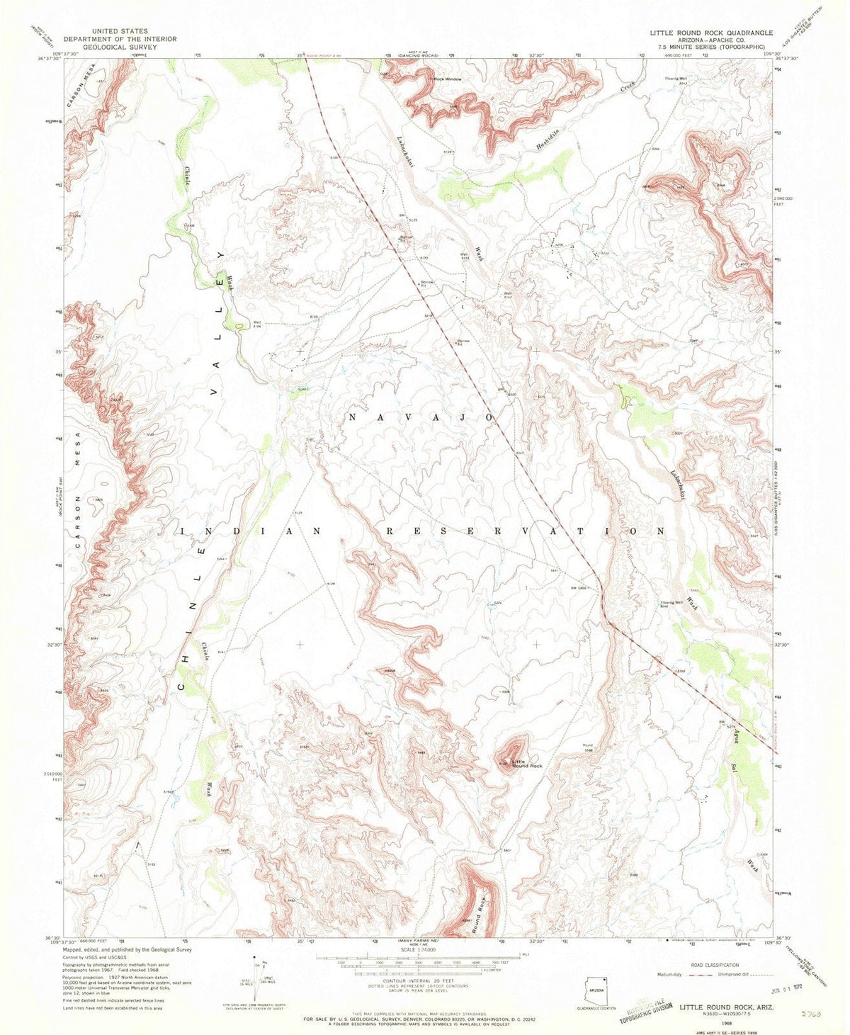 1968 Little Round Rock, AZ - Arizona - USGS Topographic Map