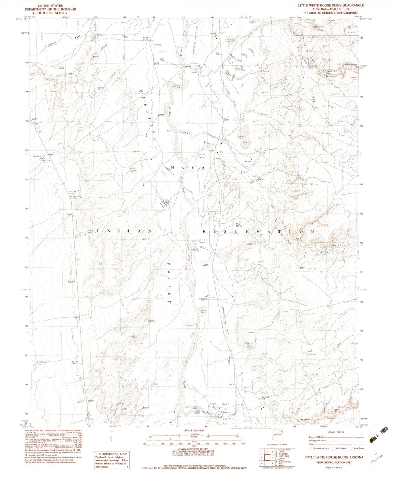 1982 Little White House Ruins, AZ - Arizona - USGS Topographic Map