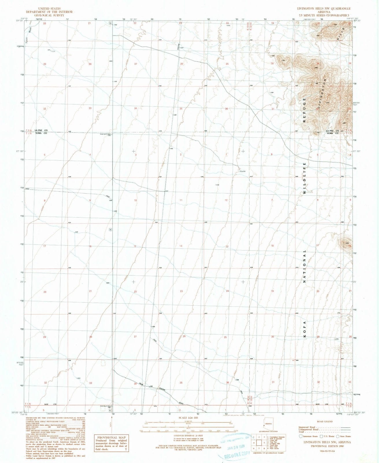 1990 Livingston Hills, AZ - Arizona - USGS Topographic Map
