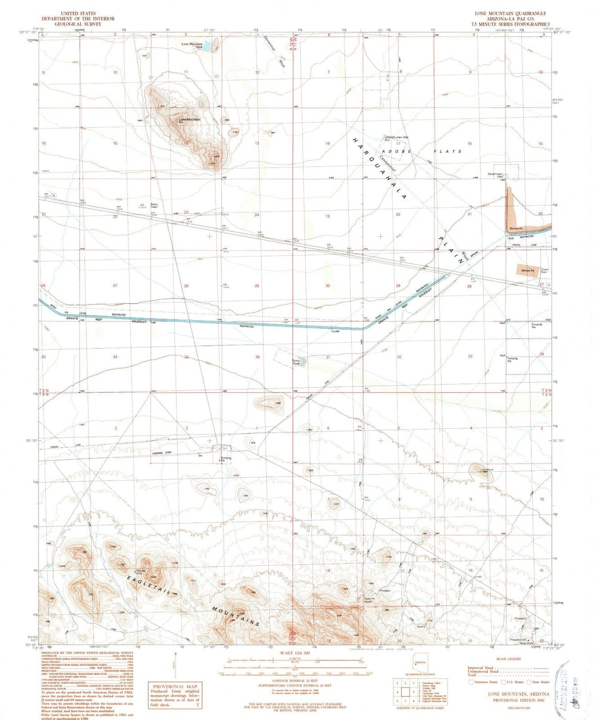1990 Lone Mountain, AZ - Arizona - USGS Topographic Map