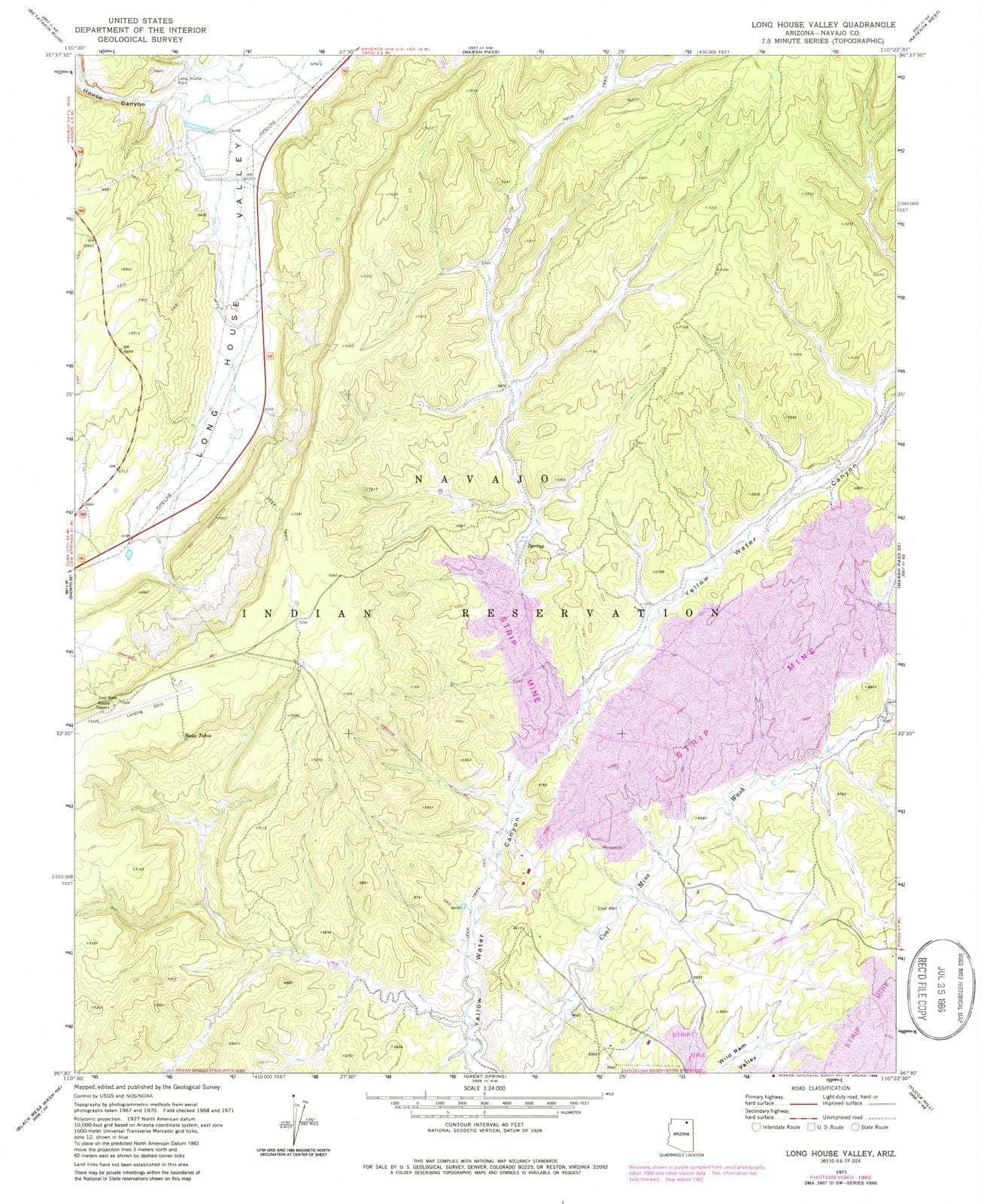 1971 Long House Valley, AZ - Arizona - USGS Topographic Map