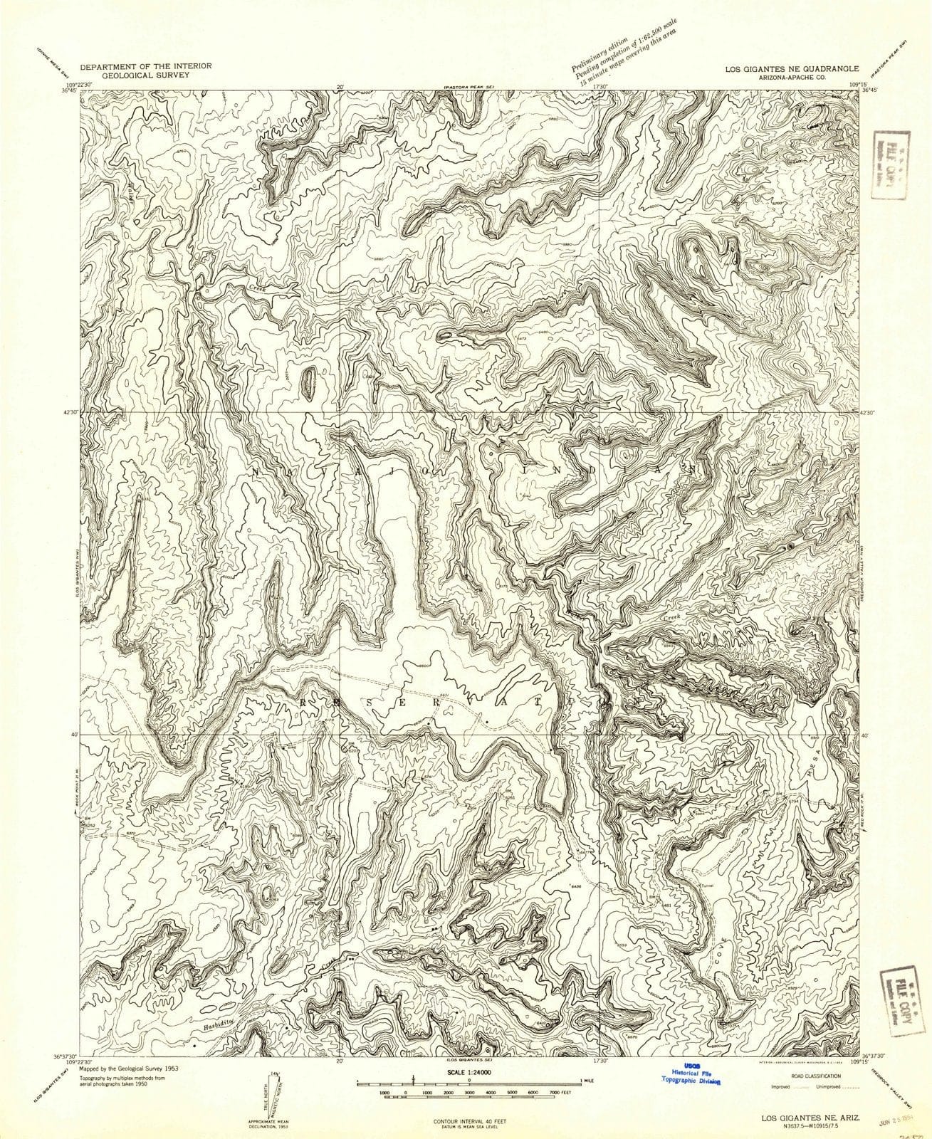 1953 Los Gigantes, AZ - Arizona - USGS Topographic Map