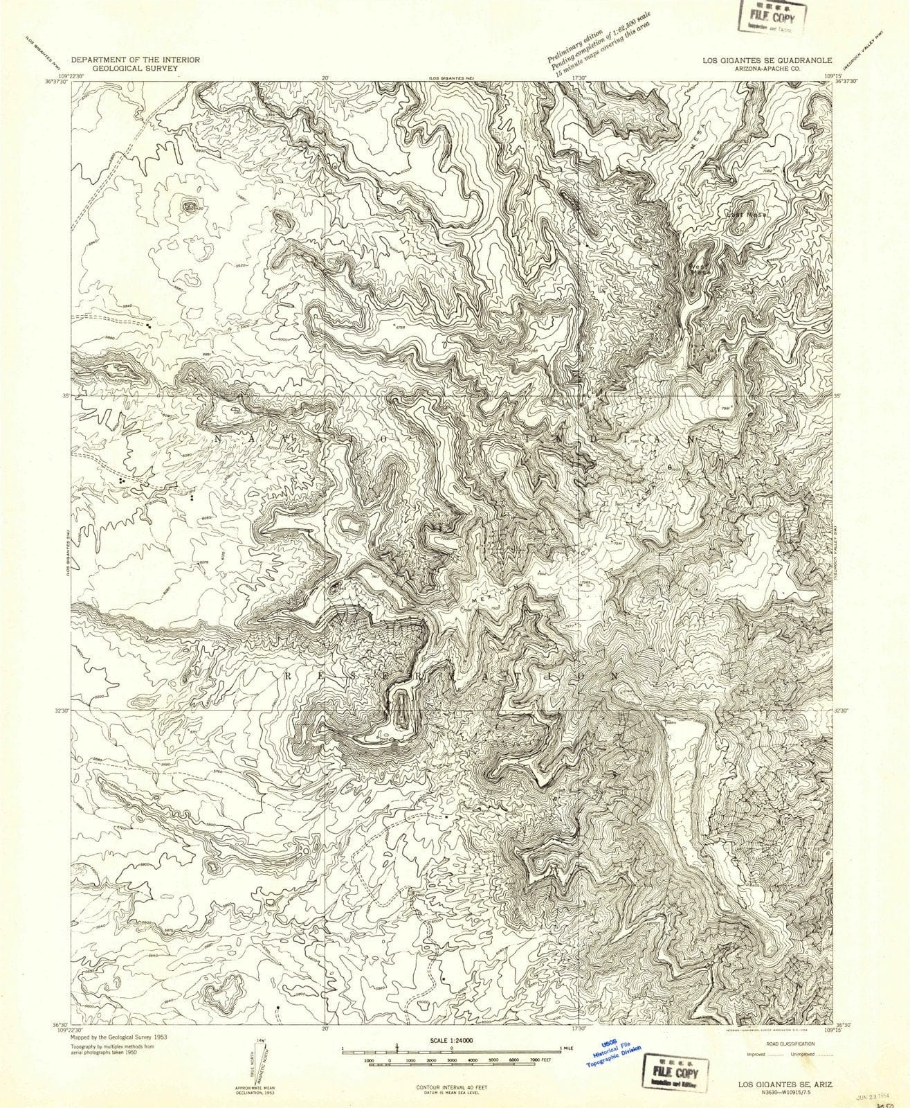 1953 Los Gigantes, AZ - Arizona - USGS Topographic Map v2