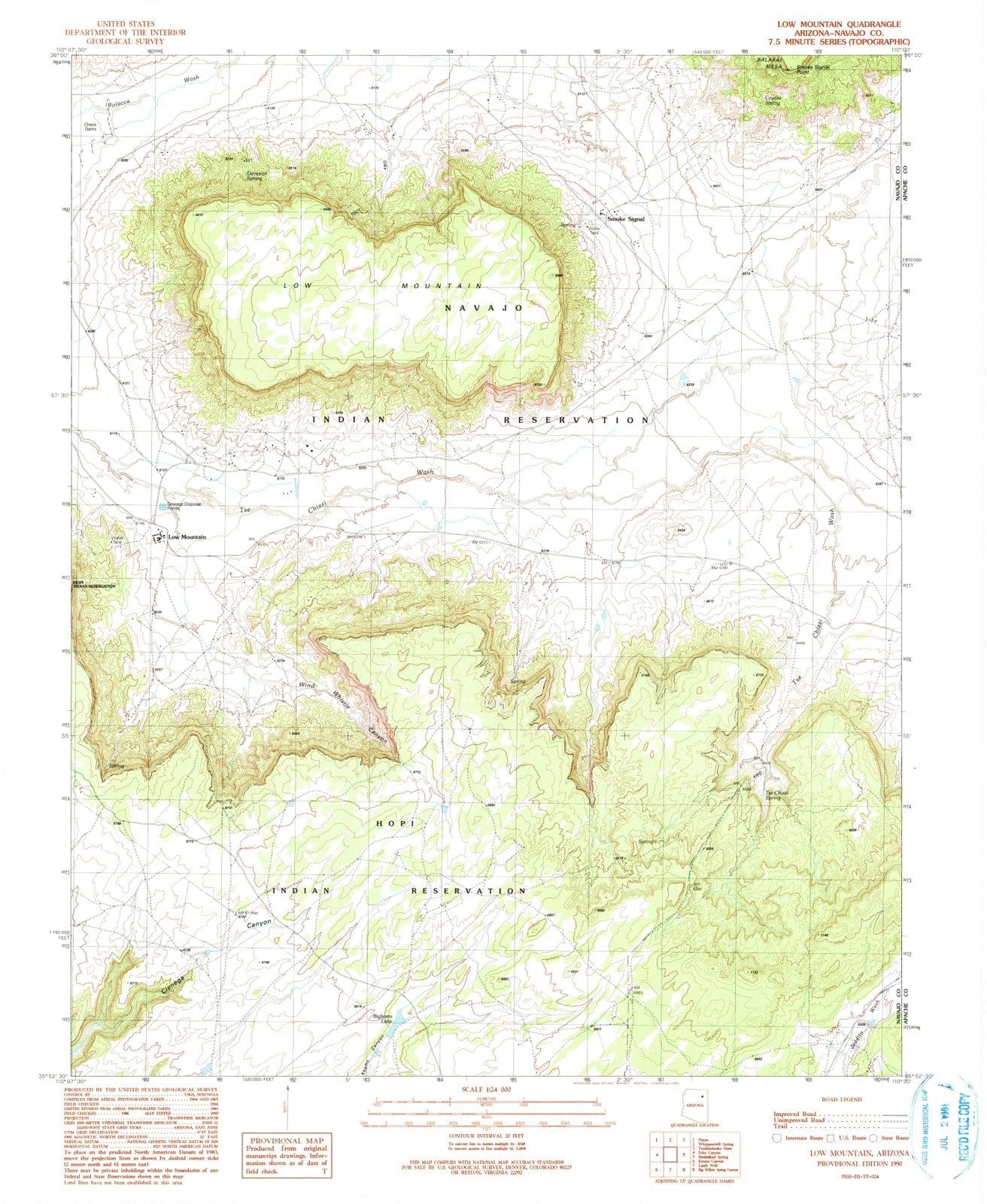 1990 Low Mountain, AZ - Arizona - USGS Topographic Map