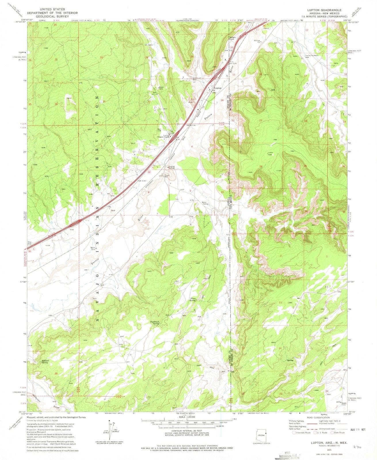 1971 Lupton, AZ - Arizona - USGS Topographic Map
