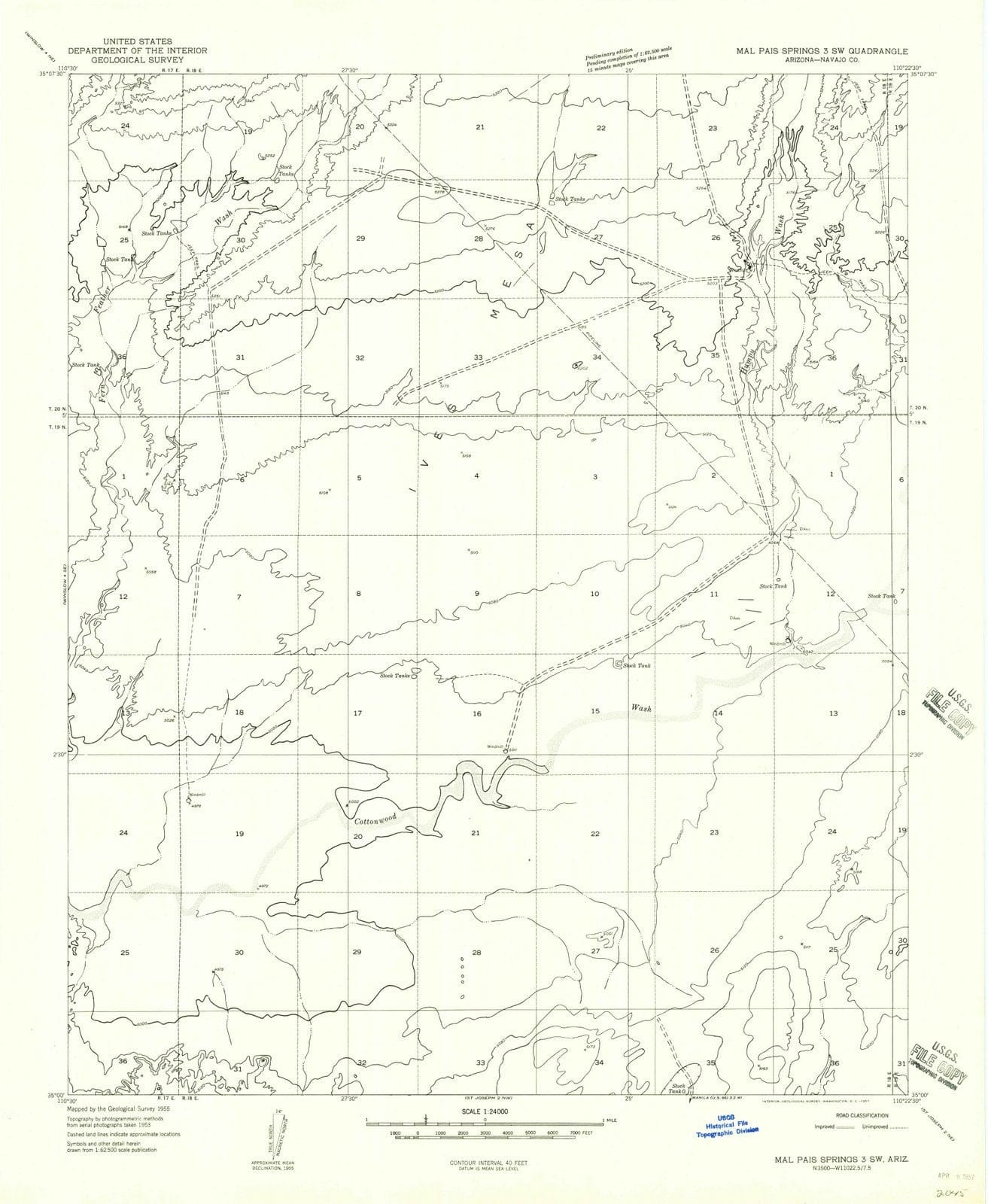 1955 Mal Pais Springs 3, AZ - Arizona - USGS Topographic Map
