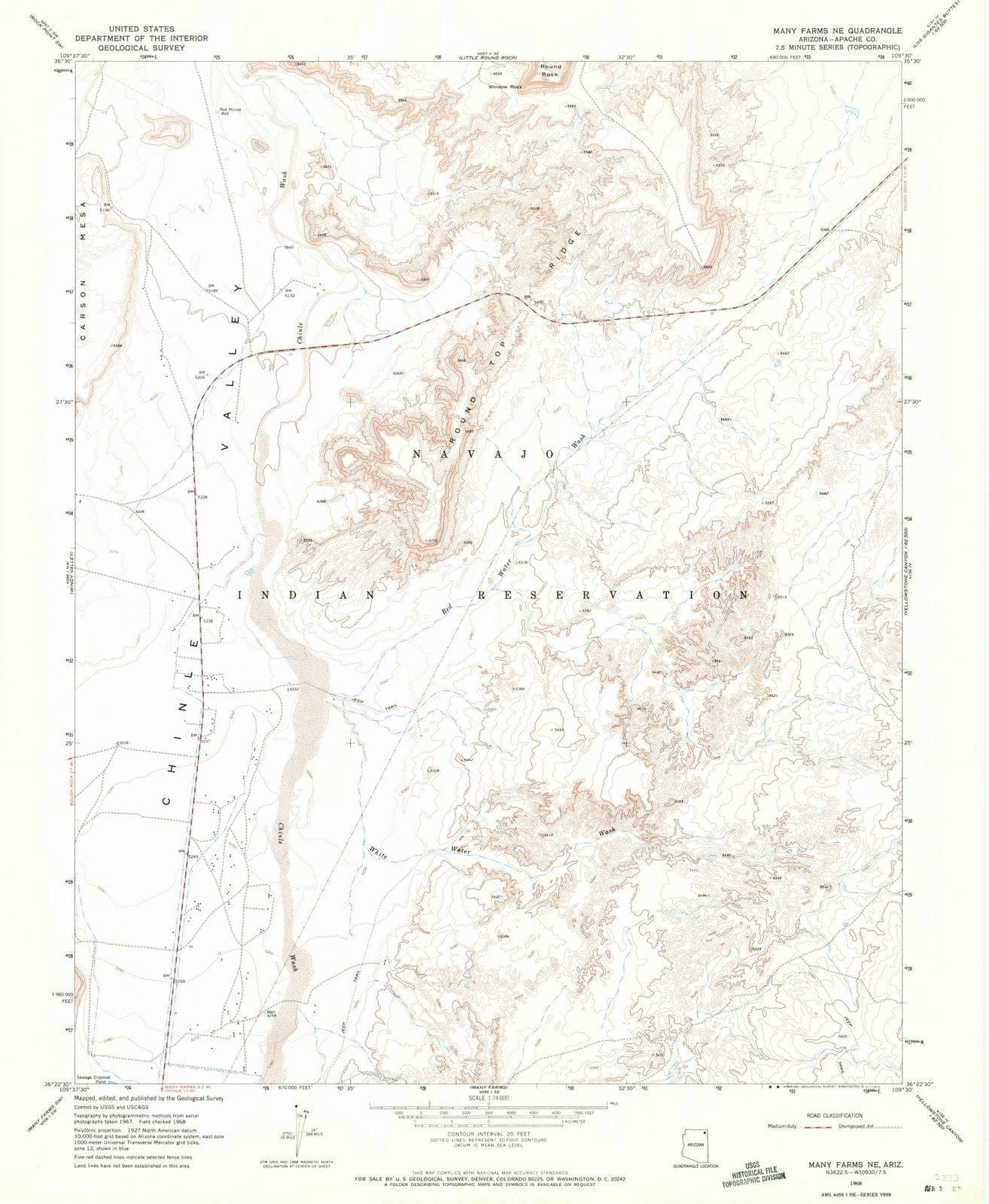 1968 Many Farms, AZ - Arizona - USGS Topographic Map