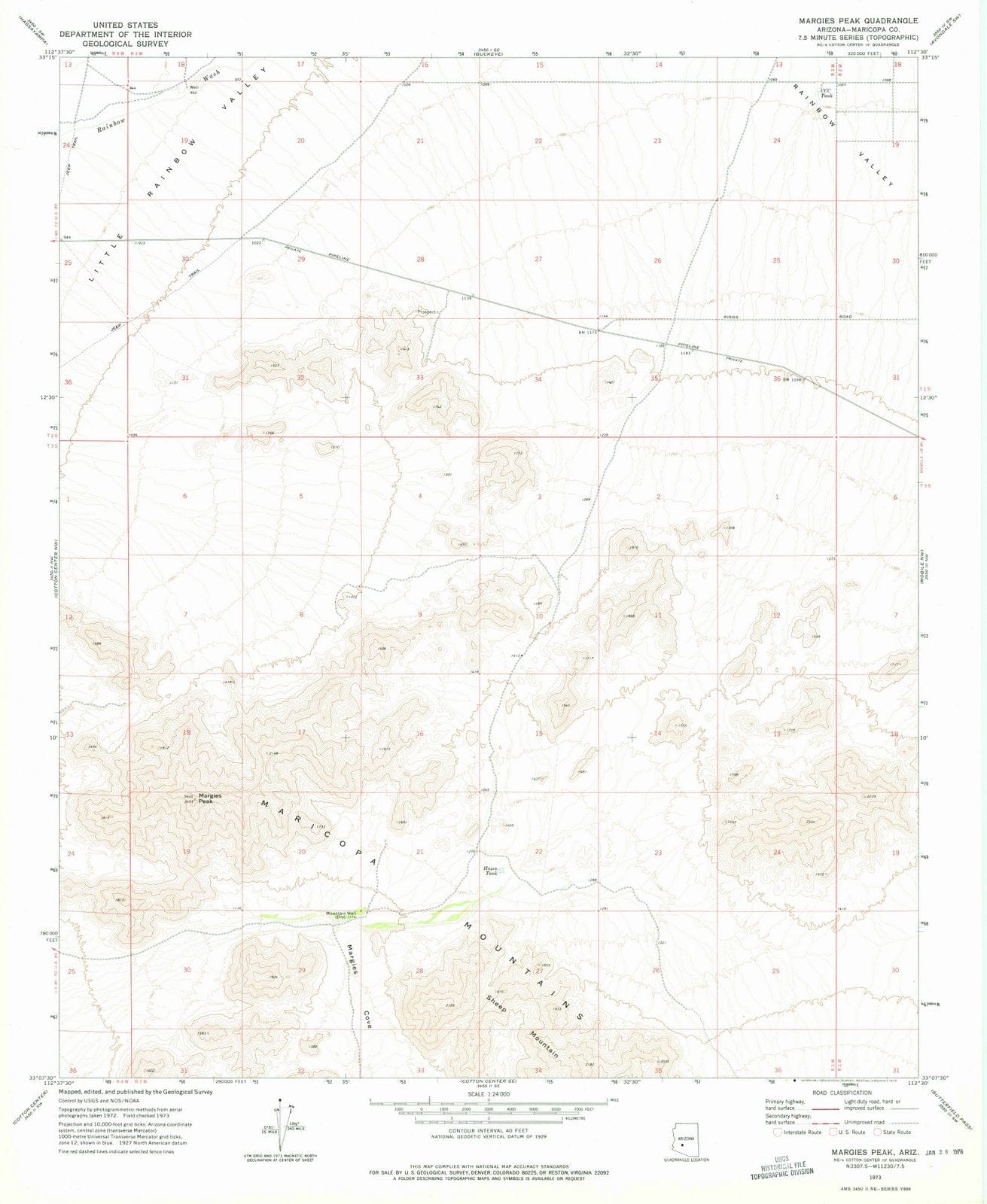 1973 Margies Peak, AZ - Arizona - USGS Topographic Map