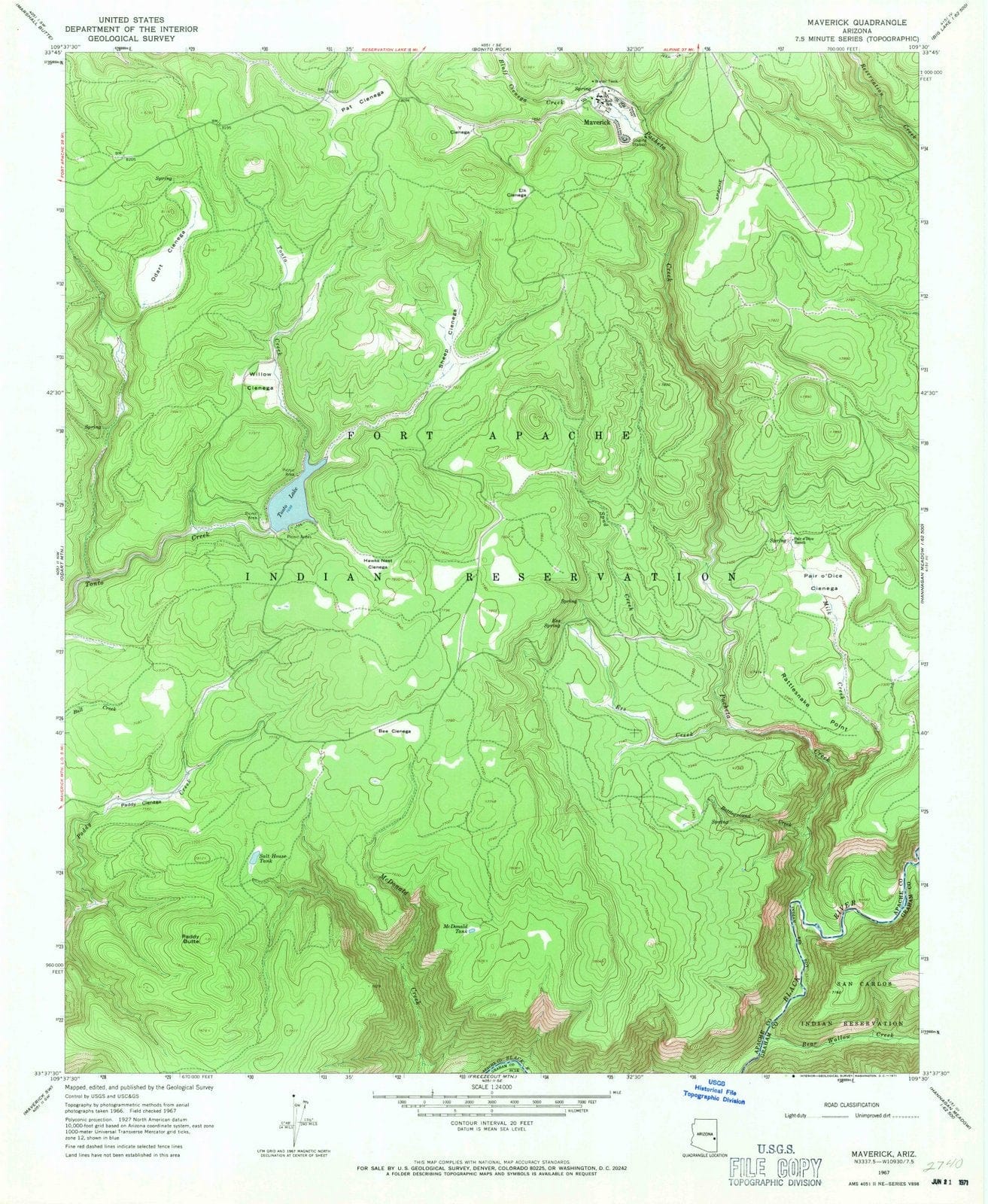 1967 Maverick, AZ - Arizona - USGS Topographic Map v2