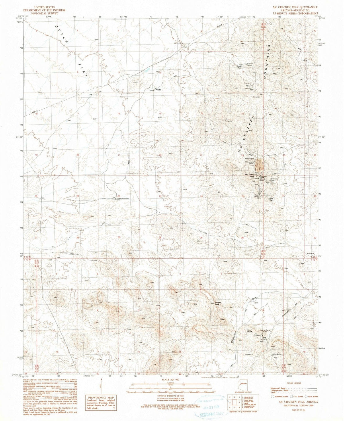 1990 Mccracken Peak, AZ - Arizona - USGS Topographic Map