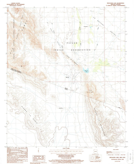 1988 Menagers Lake, AZ - Arizona - USGS Topographic Map