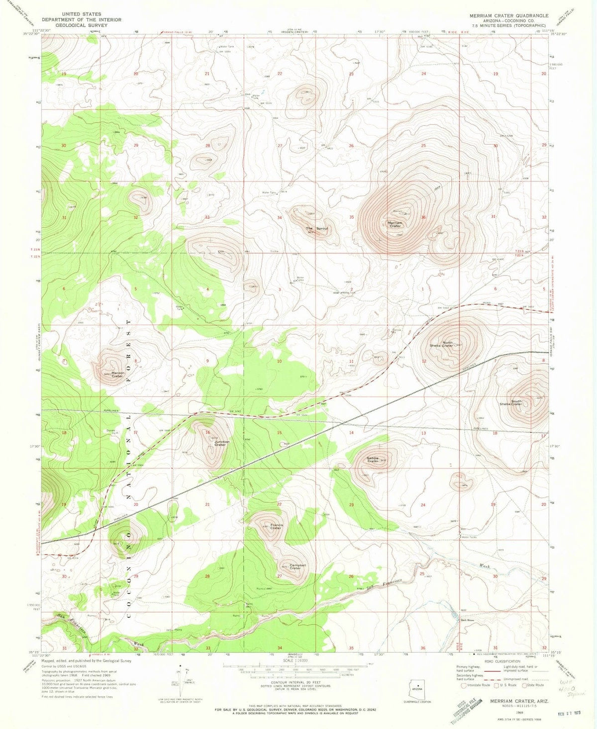 1969 Merriam Crater, AZ - Arizona - USGS Topographic Map
