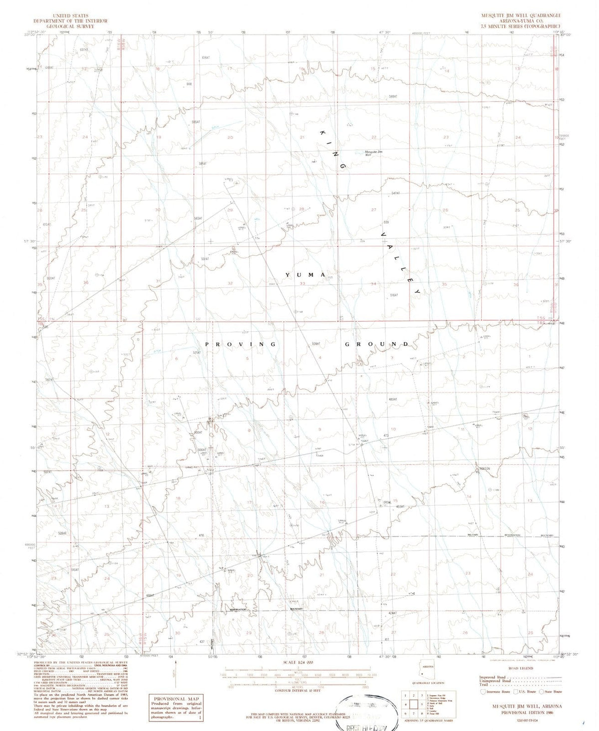 1986 Mesquite Jim Well, AZ - Arizona - USGS Topographic Map