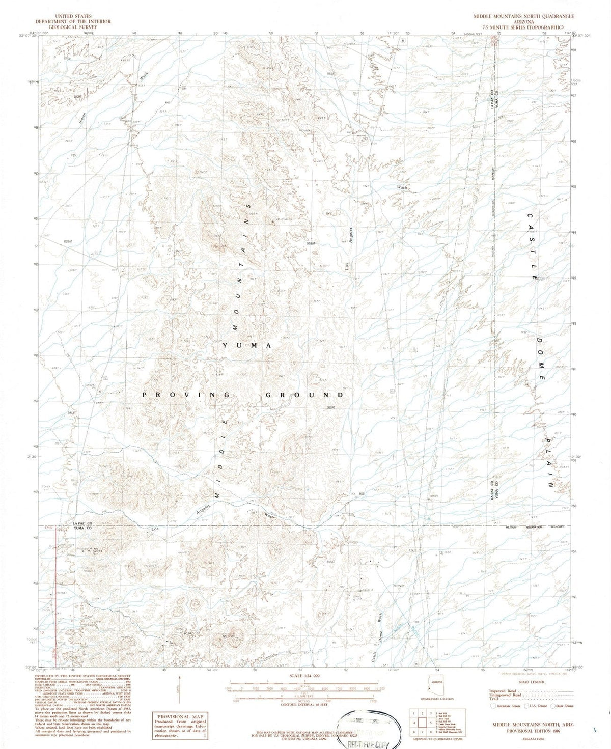 1986 Middle Mountains North, AZ - Arizona - USGS Topographic Map