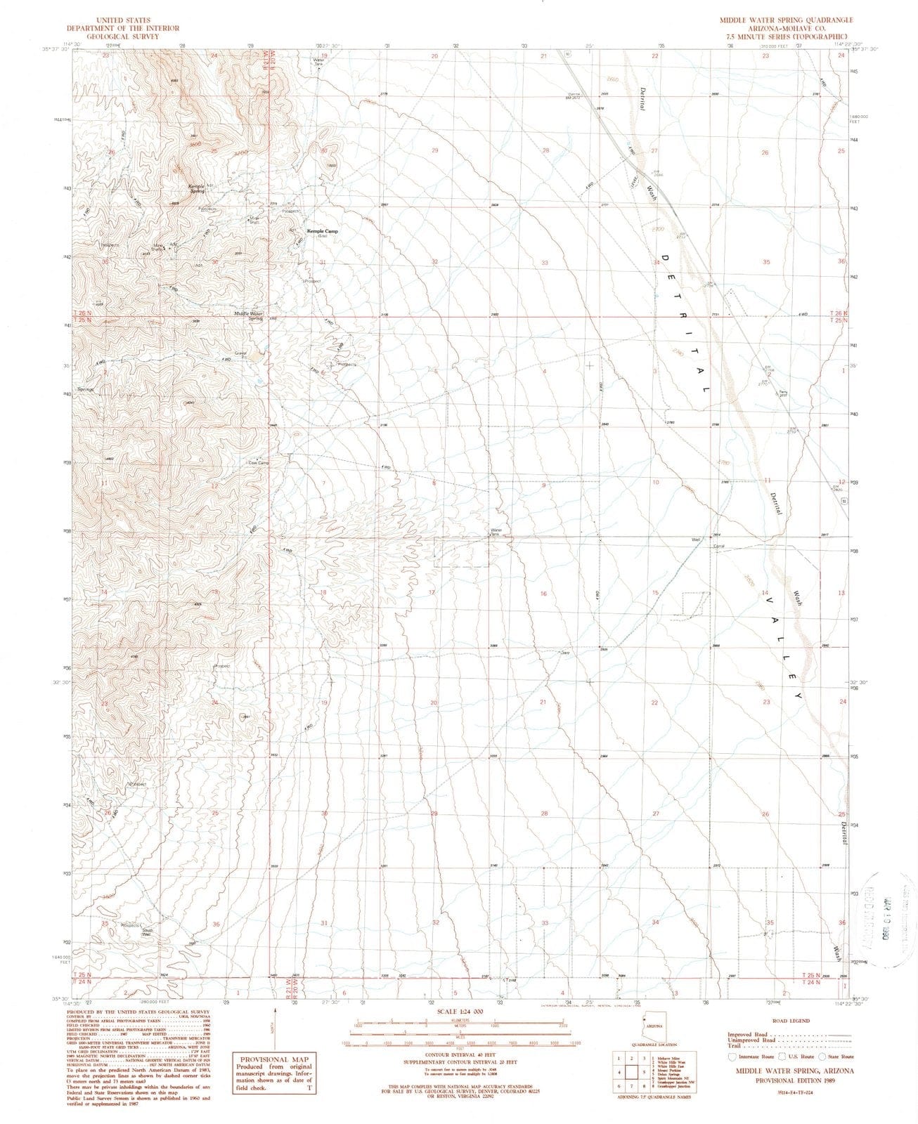 1989 Middle Water Spring, AZ - Arizona - USGS Topographic Map