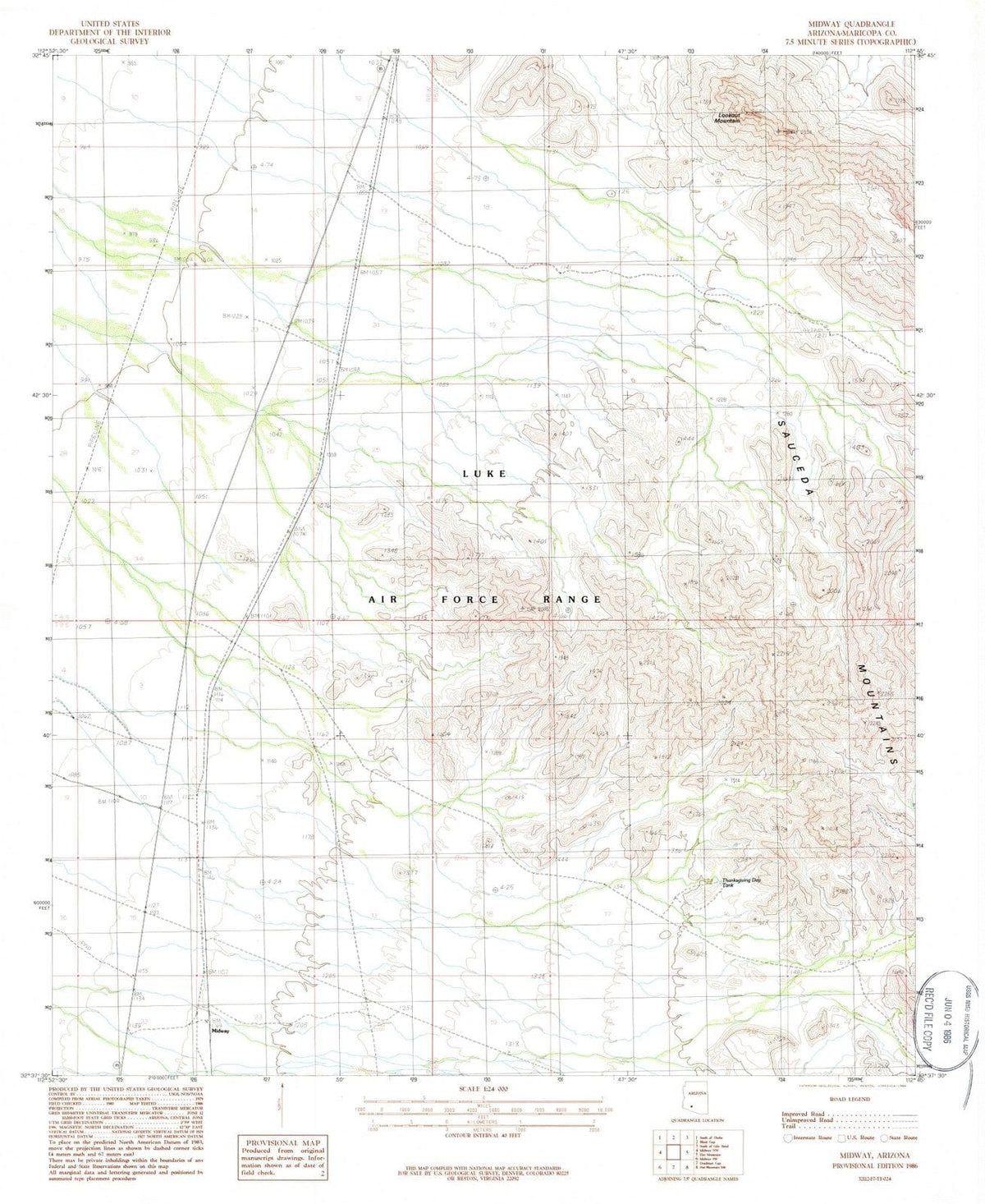 1986 Midway, AZ - Arizona - USGS Topographic Map v3