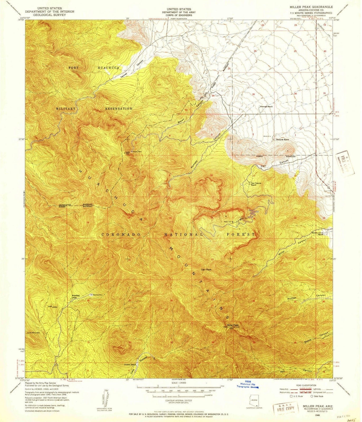 1948 Miller Peak, AZ - Arizona - USGS Topographic Map