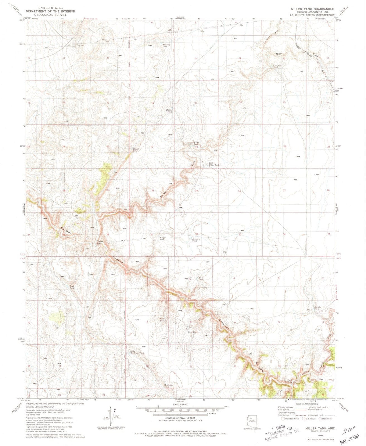 1981 Miller Tank, AZ - Arizona - USGS Topographic Map