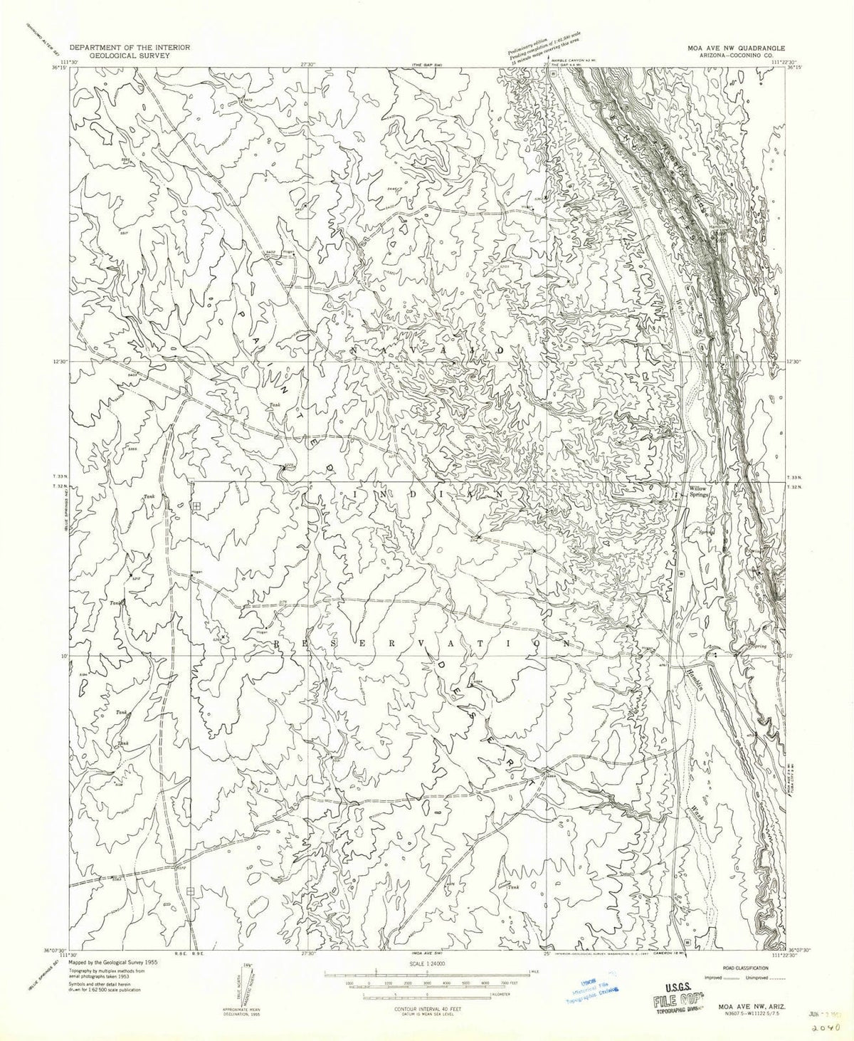 1955 Moa Ave, AZ - Arizona - USGS Topographic Map