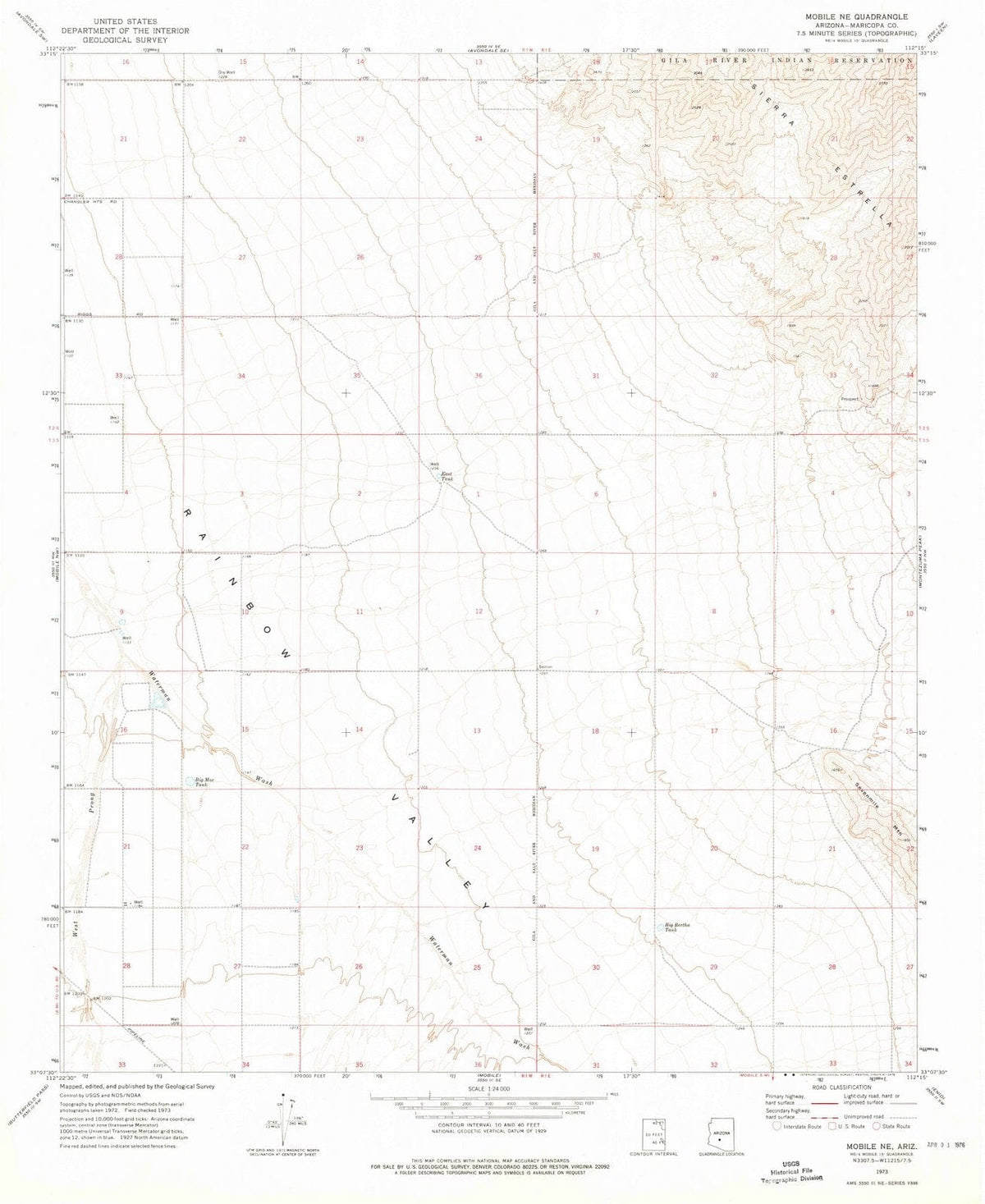 1973 Mobile, AZ - Arizona - USGS Topographic Map