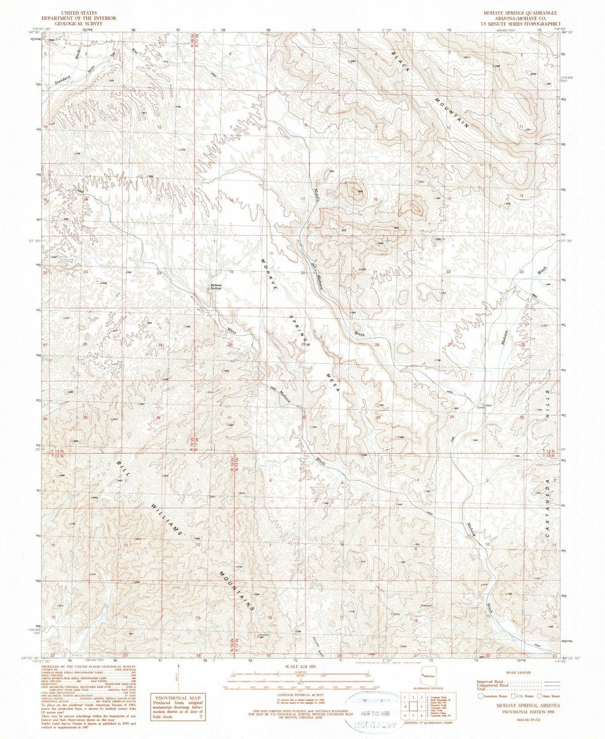 1990 Mohave Springs, AZ - Arizona - USGS Topographic Map