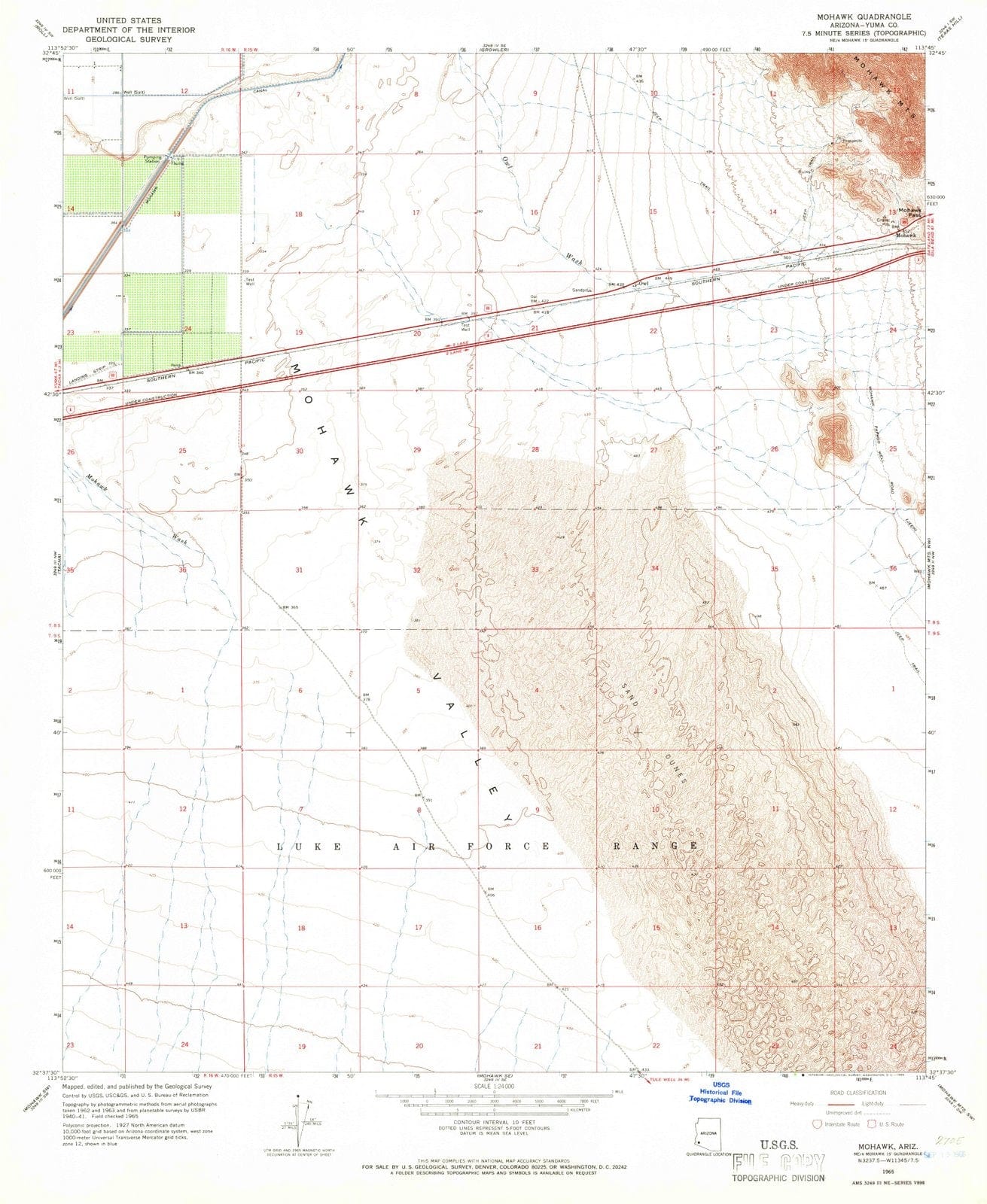 1965 Mohawk, AZ - Arizona - USGS Topographic Map v3
