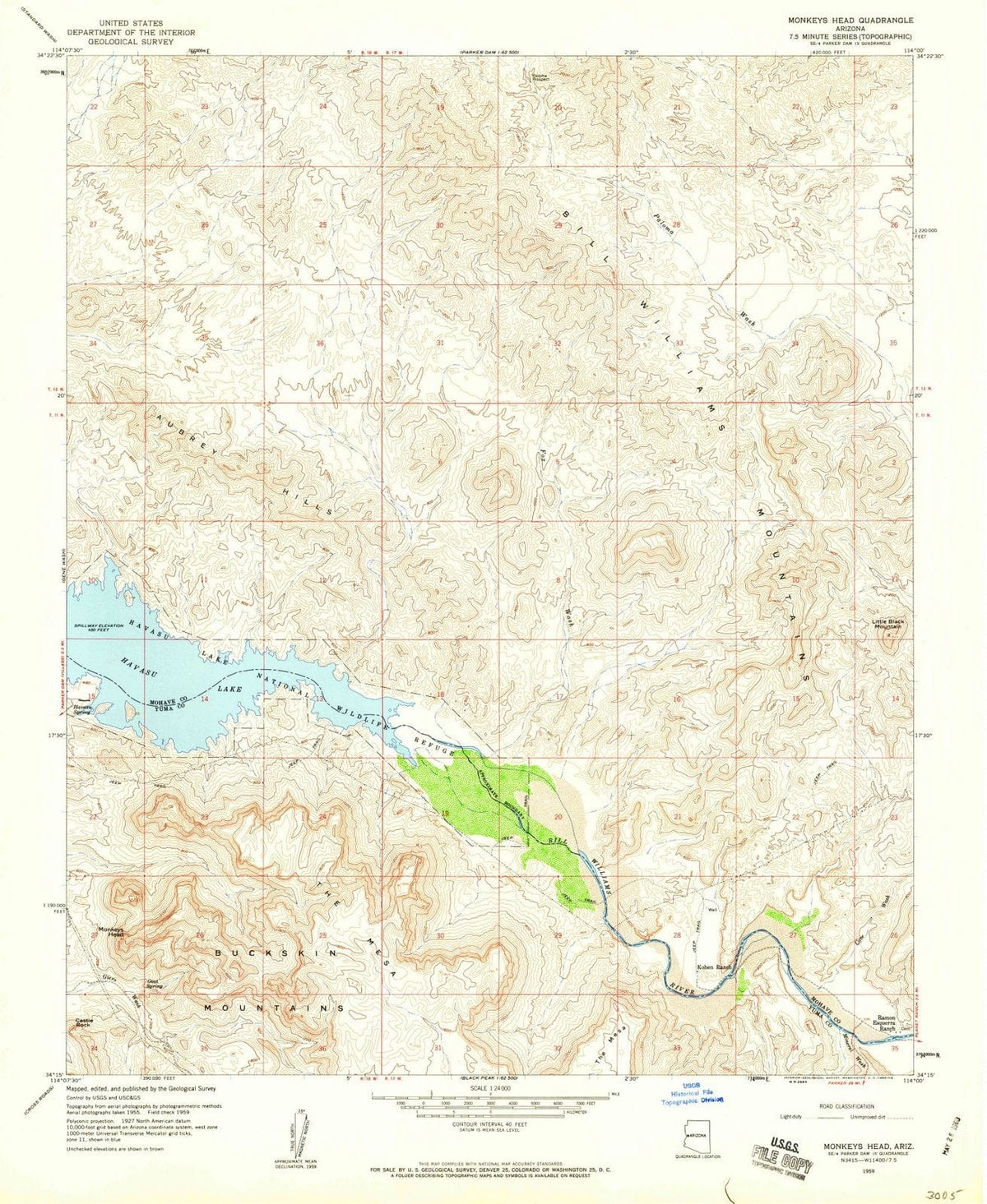 1959 Monkeys Head, AZ - Arizona - USGS Topographic Map