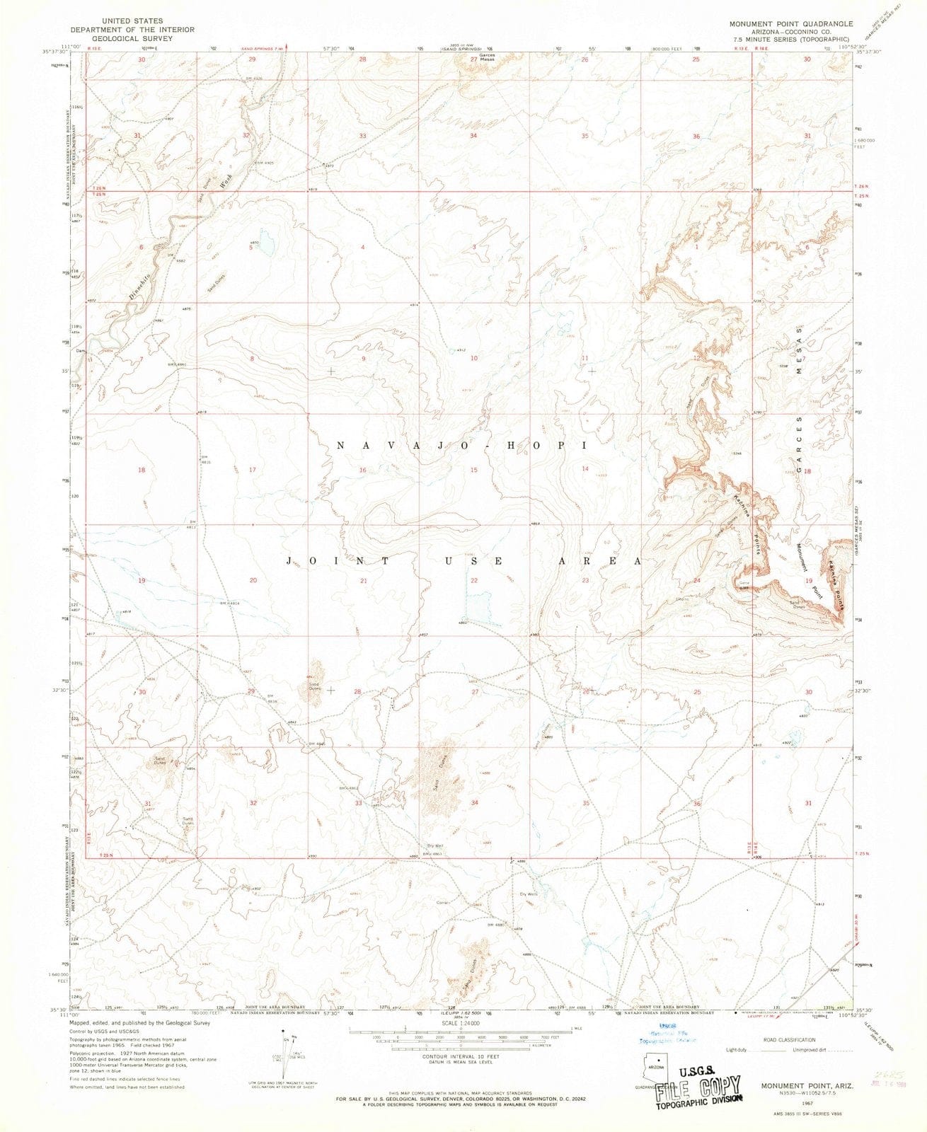 1967 Monument Point, AZ - Arizona - USGS Topographic Map