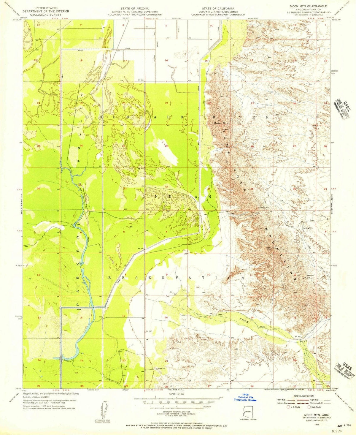 1955 Moon MTN, AZ - Arizona - USGS Topographic Map