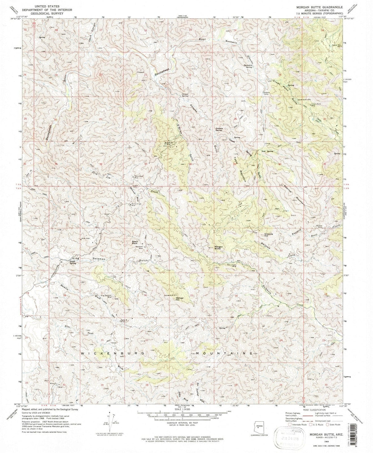 1969 Morgan Butte, AZ - Arizona - USGS Topographic Map
