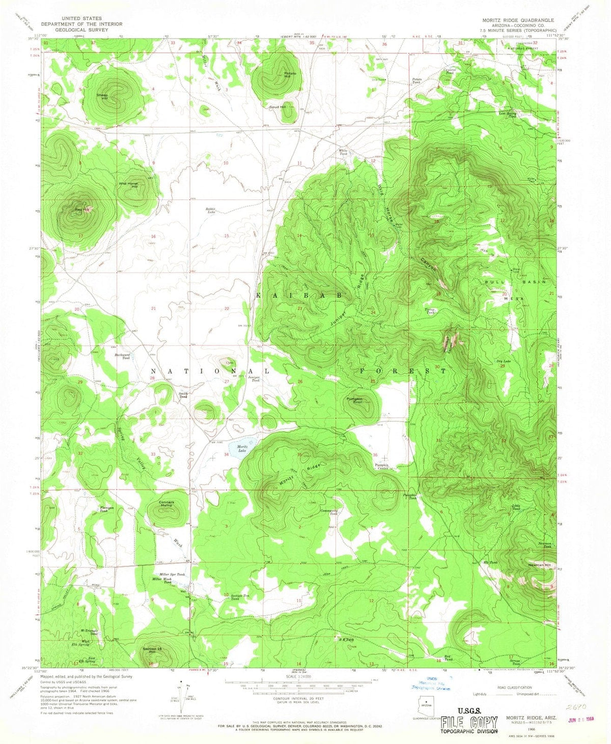 1966 Moritz Ridge, AZ - Arizona - USGS Topographic Map