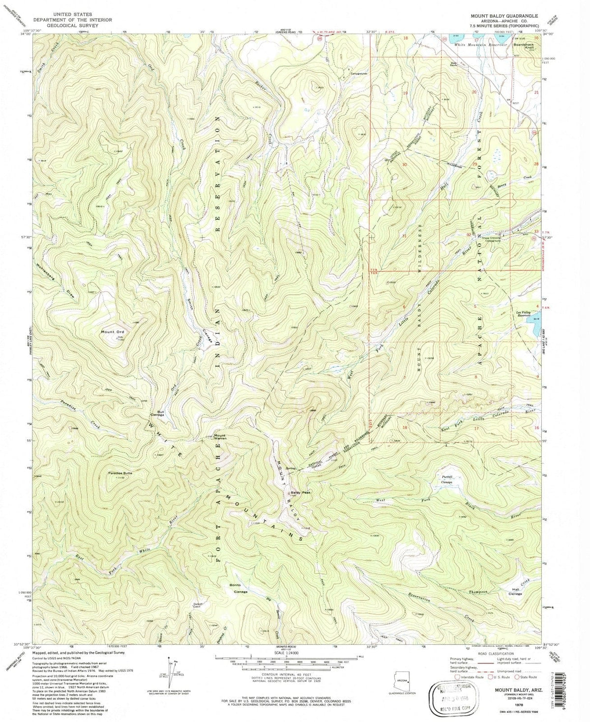 1978 Mount Baldy, AZ - Arizona - USGS Topographic Map