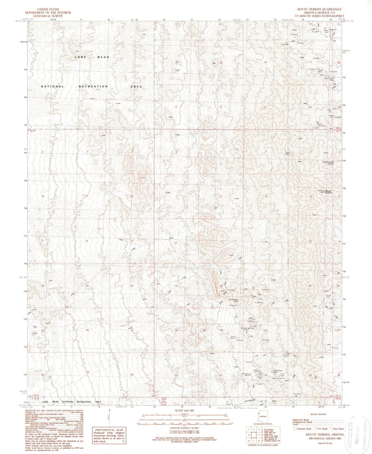 1989 Mount Perkins, AZ - Arizona - USGS Topographic Map