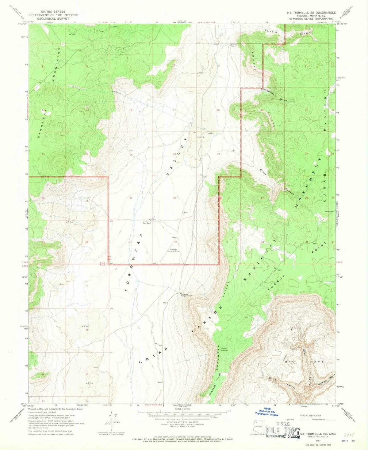 1967 Mt. Trumbull, AZ - Arizona - USGS Topographic Map v3