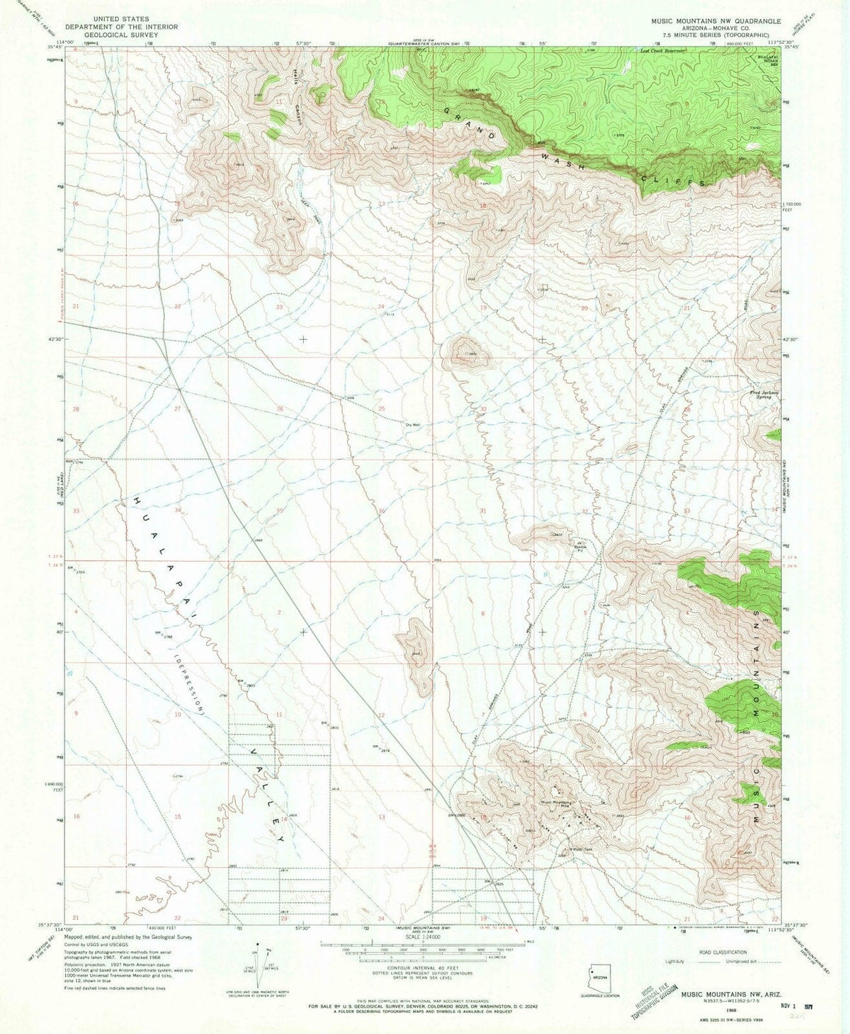 1968 Music Mountains, AZ - Arizona - USGS Topographic Map v2